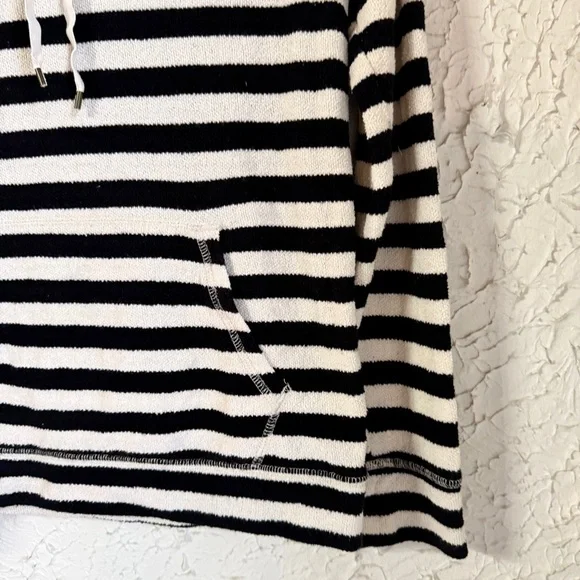 J. Crew Black and White Striped Hoodie Sweater - Picture 3 of 6